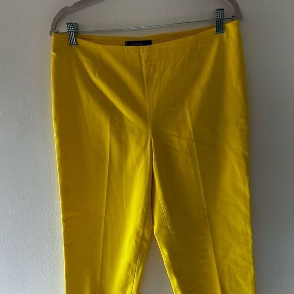 Lafayette 148 Canary Yellow Pull On Cropped Pants Size 10 Business Vibrant - Picture 2 of 9